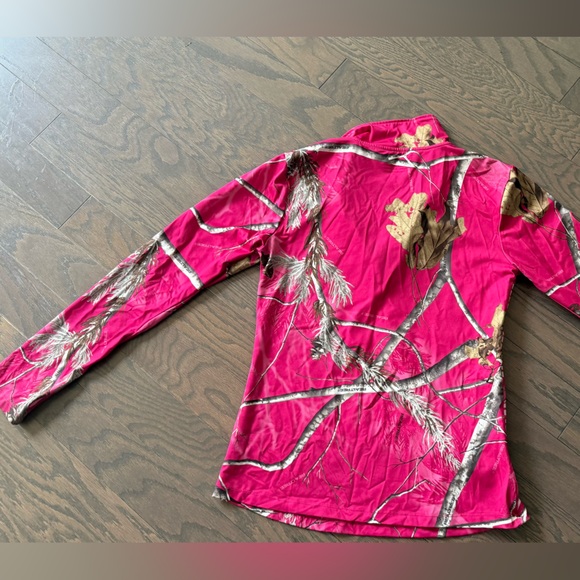 Realtree Women's 1/4 Zip Pullover Shirt Camo Thumbholes Long Sleeve Pink Size XL - Picture 10 of 16